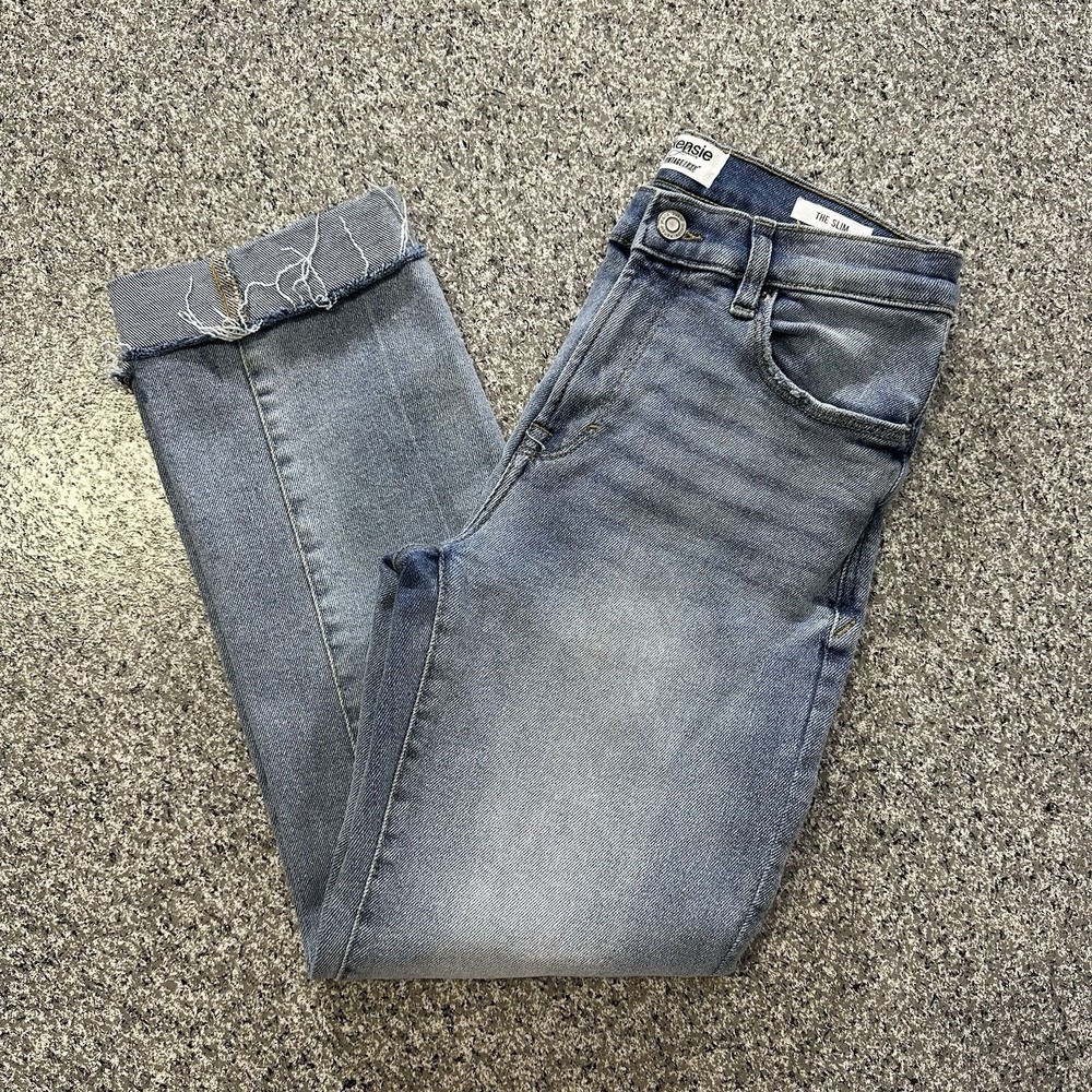 Kensie Jeans Womens 2 26x24 Vintage Luxe Slim Straight Mid Rise Raw Hem